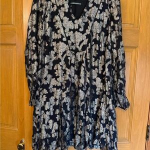 Anthropologie Black and Silver Patterned Dress